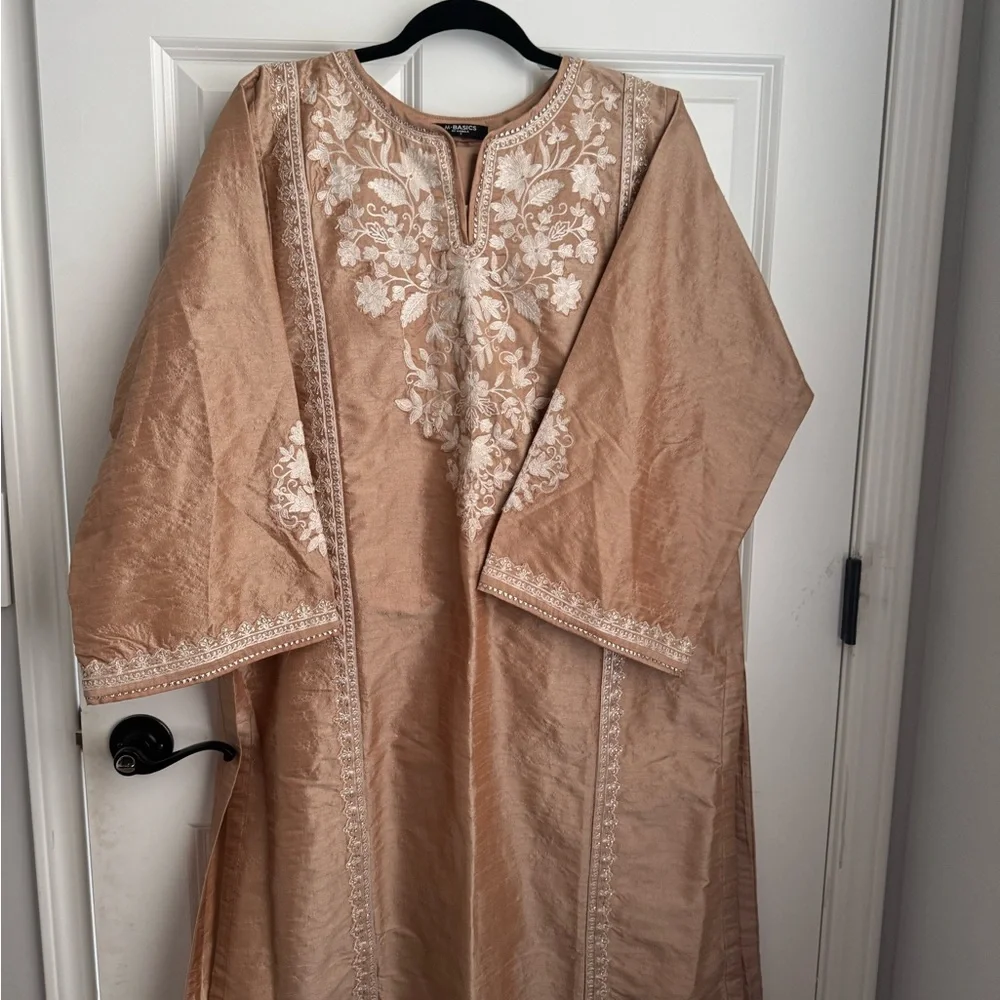 M-Basics Tan Embroidered Kurta Bottoms( 2 piece ) - Picture 6 of 6